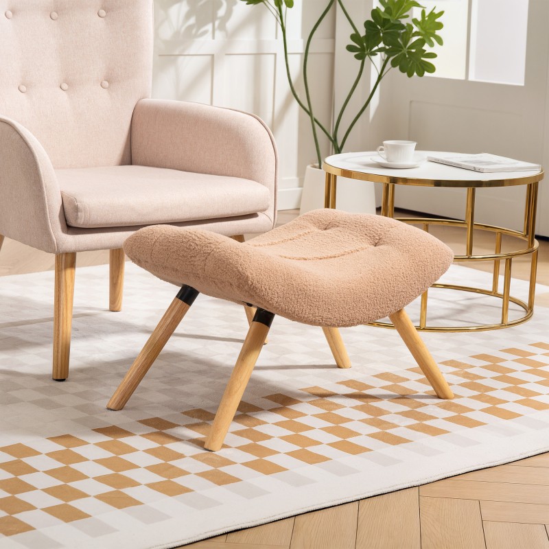 Moderni rahijakkara olohuoneeseen fleece-päällisellä ja pyökkijaloilla 67x45x38 cm ruskea