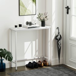 Kapea sivupöytä eteiseen, lastulevy ja metalli, 75 x 24 x 76 cm, valkoinen