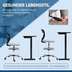 Korkea työtuoli korkeille työpöydille, verkkokangas, säädettävä jalkarengas, vaaleanharmaa