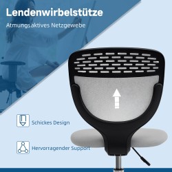 Korkea työtuoli korkeille työpöydille, verkkokangas, säädettävä jalkarengas, vaaleanharmaa