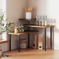 Keittiön tasohylly 3-tasoinen kääntyvä metallirunko 40 x 18 x 36,5 cm rustiikki ruskea/musta