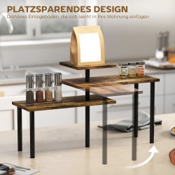 Keittiön tasohylly 3-tasoinen kääntyvä metallirunko 40 x 18 x 36,5 cm rustiikki ruskea/musta