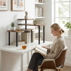 Keittiön tasohylly 3-tasoinen kääntyvä metallirunko 40 x 18 x 36,5 cm rustiikki ruskea/musta