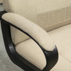 Työtuoli kotitoimistoon, pellavakankaalta näyttävä verhoilu, keinuntatoiminto, säädettävä korkeus, 5 rullaa, beige