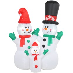 Ilmatäytteinen lumiukkoperhe joulukoriste 1 8 m LED valoilla ulko ja sisäkäyttöön polyesteri IP44