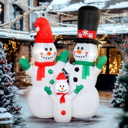 Ilmatäytteinen lumiukkoperhe joulukoriste 1,8 m LED-valoilla ulko- ja sisäkäyttöön, polyesteri IP44