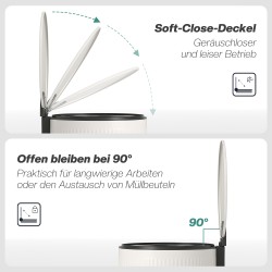 Poljinroskis 30 l metallinen sisäastia soft close -kansi 36 x 30 x 60,5 cm musta