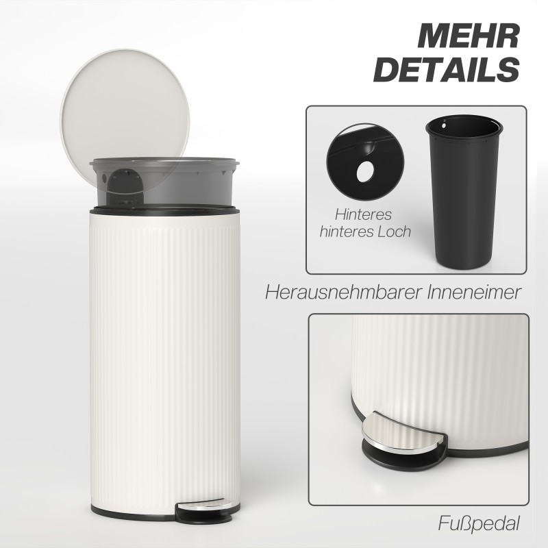 Poljinroskis 30 l metallinen sisäastia soft close -kansi 36 x 30 x 60,5 cm musta