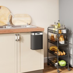 Roska-astia keittiöön 5 l, ruostumaton teräs, irrotettava sisäastia, musta