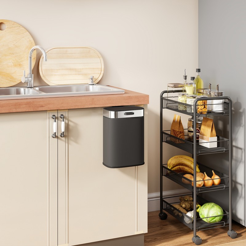 Roska-astia keittiöön 5 l, ruostumaton teräs, irrotettava sisäastia, musta