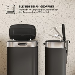 Roska-astia keittiöön 5 l, ruostumaton teräs, irrotettava sisäastia, musta