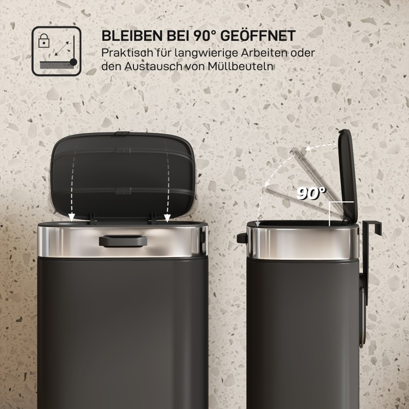 Roska-astia keittiöön 5 l, ruostumaton teräs, irrotettava sisäastia, musta