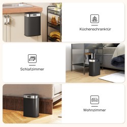 Roska-astia keittiöön 5 l, ruostumaton teräs, irrotettava sisäastia, musta