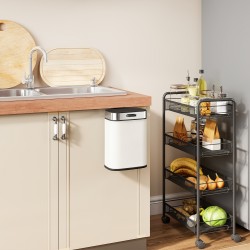 Roska-astia keittiöön, 5 l, ruostumaton teräs, vapaasti seisova tai kaapin oveen ripustettava, creme-valkoinen