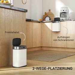 Roska-astia keittiöön, 5 l, ruostumaton teräs, vapaasti seisova tai kaapin oveen ripustettava, creme-valkoinen