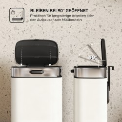 Roska-astia keittiöön, 5 l, ruostumaton teräs, vapaasti seisova tai kaapin oveen ripustettava, creme-valkoinen