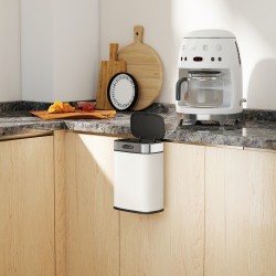 Roska-astia keittiöön, 5 l, ruostumaton teräs, vapaasti seisova tai kaapin oveen ripustettava, creme-valkoinen