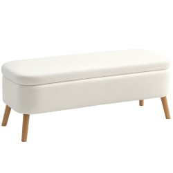 Säilytyspenkki teddy fleecellä 65 L kumipuujalat 120 x 42 x 45 cm cremevalkoinen