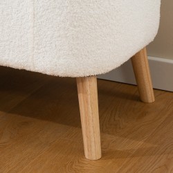 Säilytyspenkki teddy-fleecellä 65 L, kumipuujalat, 120 x 42 x 45 cm, cremevalkoinen