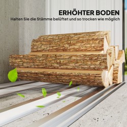 Polttopuuvaja ulkokäyttöön, sinkitty teräs, korotettu pohja, 213 x 66,5 x 150 cm, tummanharmaa