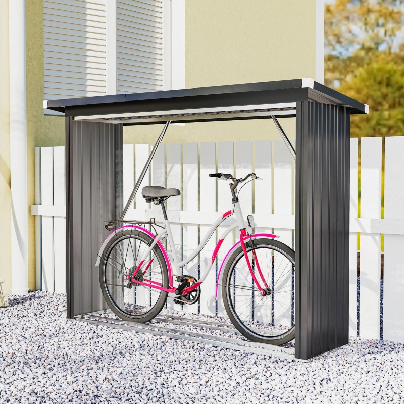 Polttopuuvaja ulkokäyttöön, sinkitty teräs, korotettu pohja, 213 x 66,5 x 150 cm, tummanharmaa