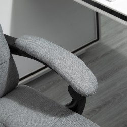 Ergonominen työtuoli niskatyynyllä, käsinojilla ja jalkatuella, kallistettava ja korkeussäädettävä, vaaleanharmaa