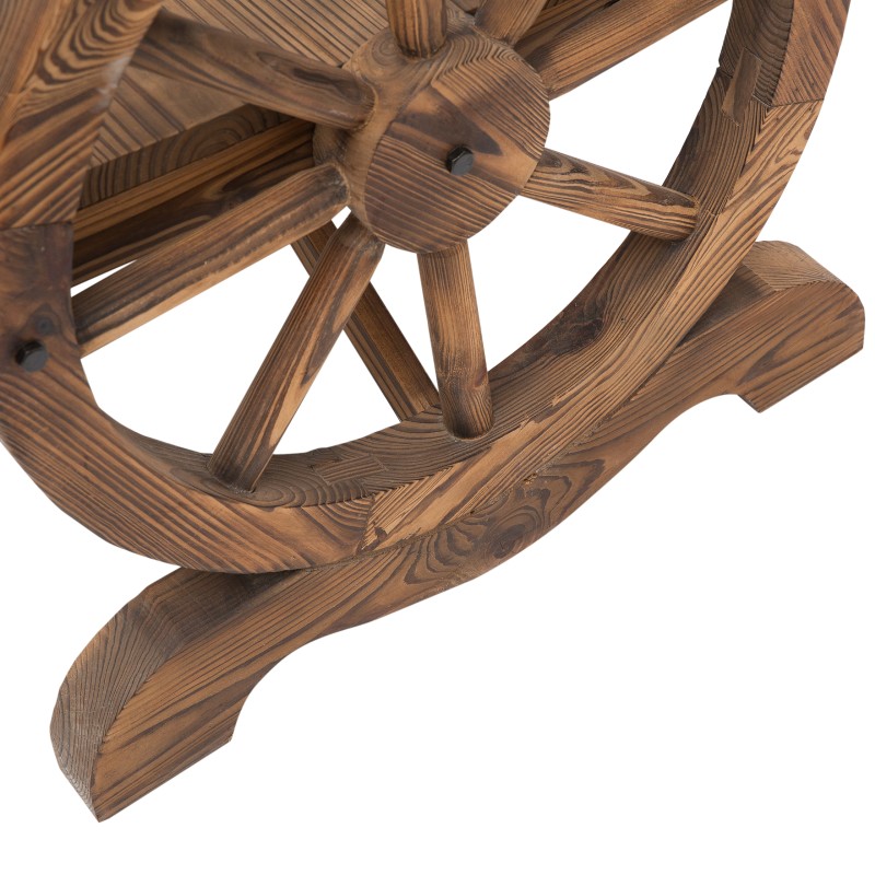 Kaksinistuttava puutarhapenkki täystuoksupetäjä, vaunupyöräkäsinojat, rustiikkinen, 114 x 58 x 80 cm, tummanruskea