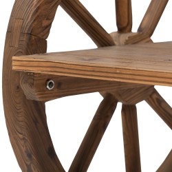 Kaksinistuttava puutarhapenkki täystuoksupetäjä, vaunupyöräkäsinojat, rustiikkinen, 114 x 58 x 80 cm, tummanruskea