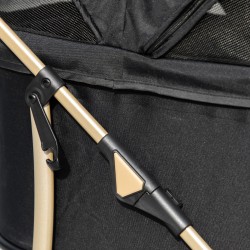 2‑in‑1 lemmikkirattaat ja kuljetuskorI pienille koirille ja kissoille, enintään 10 kg, musta, taittuva, verkkopaneelit