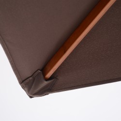 Suorakulmainen aurinkovarjo 200 x 150 x 235 cm, kallistettava, puuvarsi, kahvinruskea, vettähylkivä ja UV-suojattu parvekkeelle