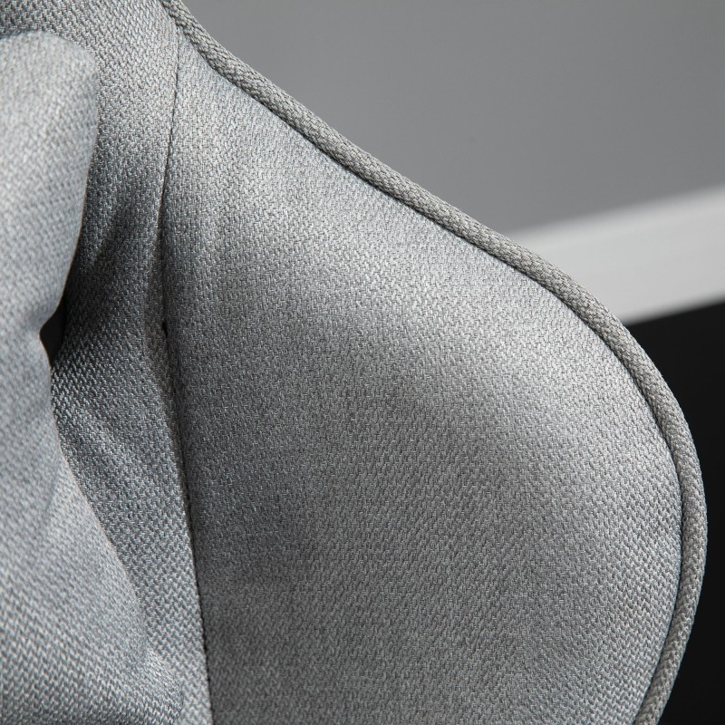 Ergonominen harmaa työtuoli / tietokonetuoli niska- ja lannelastalla, keinutoiminto, jalkatuki, säädettävät käsinojat