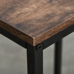 Baaripöytäsetti 3-osainen, korkea pöytä ja 2 baarijakkaraa, hyllyillä, musta/rustiikin ruskea, lastulevy ja teräs