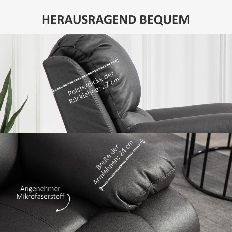 Lepotuoli keinutoiminnolla ja 360° pyörivällä jalustalla, säädettävä selkänoja ja jalkatuki, mikrokuitukangas, 93x100x98 cm