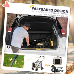 Lemmikkirattaat pienille koirille ja kissoille, irrotettava kuljetuskori, taittuva runko, 81 x 58 x 97,5 cm