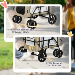 Lemmikkirattaat pienille koirille ja kissoille, irrotettava kuljetuskori, taittuva runko, 81 x 58 x 97,5 cm