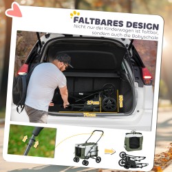 Lemmikkirattaat pienille koirille ja kissoille, taittuva ja irrotettava kuljetusosa, 81 x 58 x 97,5 cm