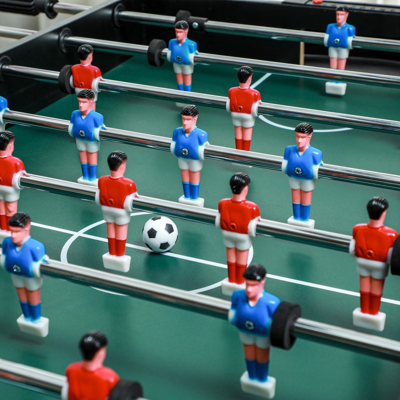 4-in-1 pelipöytä aikuisille ja lapsille, pöytäfutis, pöytätennis, minibiljardi, pöytälätkä, metalli/MDF, 107x61x84,5 cm