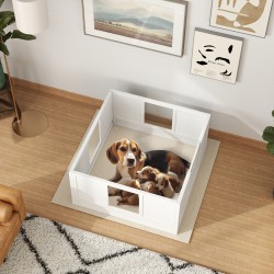 Pentulaatikko pienille ja keskikokoisille koirille, mänty/MDF, akryyliseinä, säädettävä sisäänkäynti, 100 x 96 x 48 cm