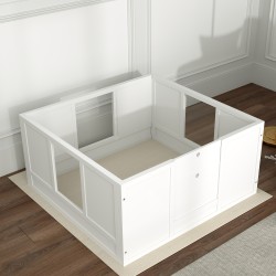 Pentulaatikko pienille ja keskikokoisille koirille, mänty/MDF, akryyliseinä, säädettävä sisäänkäynti, 100 x 96 x 48 cm