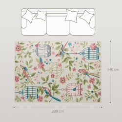 Matto olohuoneeseen ja makuuhuoneeseen 200x140 cm, polyesteri, liukuestepohja, kermanvalkoinen/vaaleanpunainen