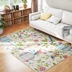 Matto olohuoneeseen ja makuuhuoneeseen 200x140 cm, polyesteri, liukuestepohja, kermanvalkoinen/vaaleanpunainen