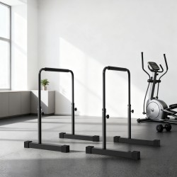 Korkeussäädettävä dip-teline kotitreeniin, teräs, 70 x 50 x 80–105 cm, 120 kg, musta