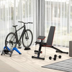 Monitoimi treenipenkki kotikäyttöön, taittuva, teräsrunko 54 x 160 x 106 cm, enimmäiskuorma 120 kg, musta