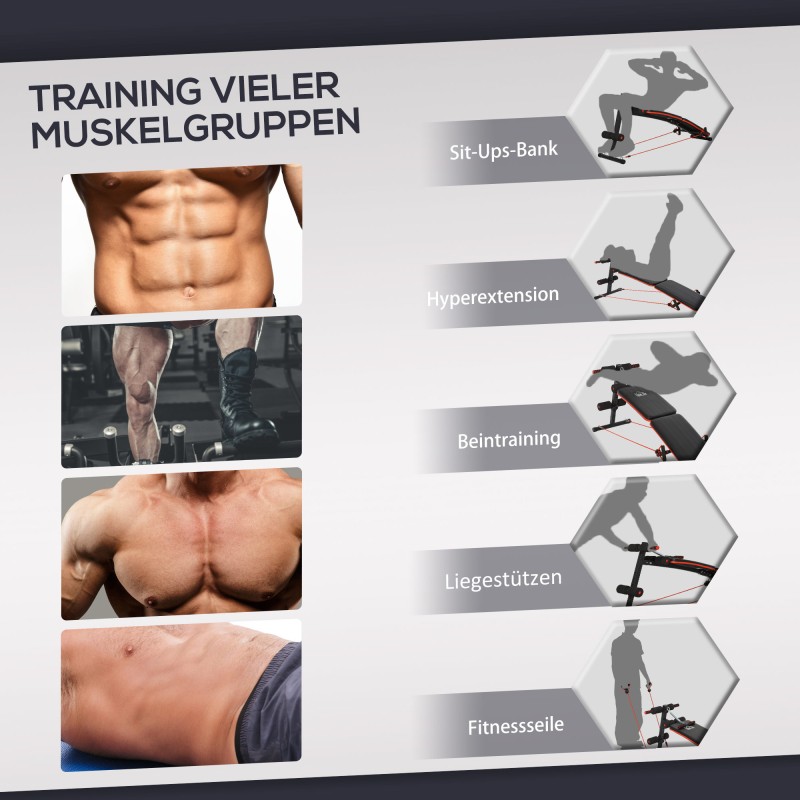 Vatsalihaspenkki säädettävä ja kokoontaitettava teräsrunko 137 x 51 x 50–66 cm musta/punainen