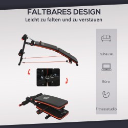 Vatsalihaspenkki säädettävä ja kokoontaitettava teräsrunko 137 x 51 x 50–66 cm musta/punainen