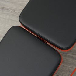 Vatsalihaspenkki säädettävä ja kokoontaitettava teräsrunko 137 x 51 x 50–66 cm musta/punainen