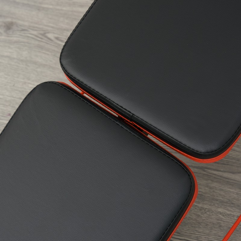 Vatsalihaspenkki säädettävä ja kokoontaitettava teräsrunko 137 x 51 x 50–66 cm musta/punainen