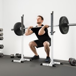 Levytankotelineet kotikäyttöön, säädettävä teräs, 2 kpl, 105–160 cm, 150 kg, valkoinen/musta