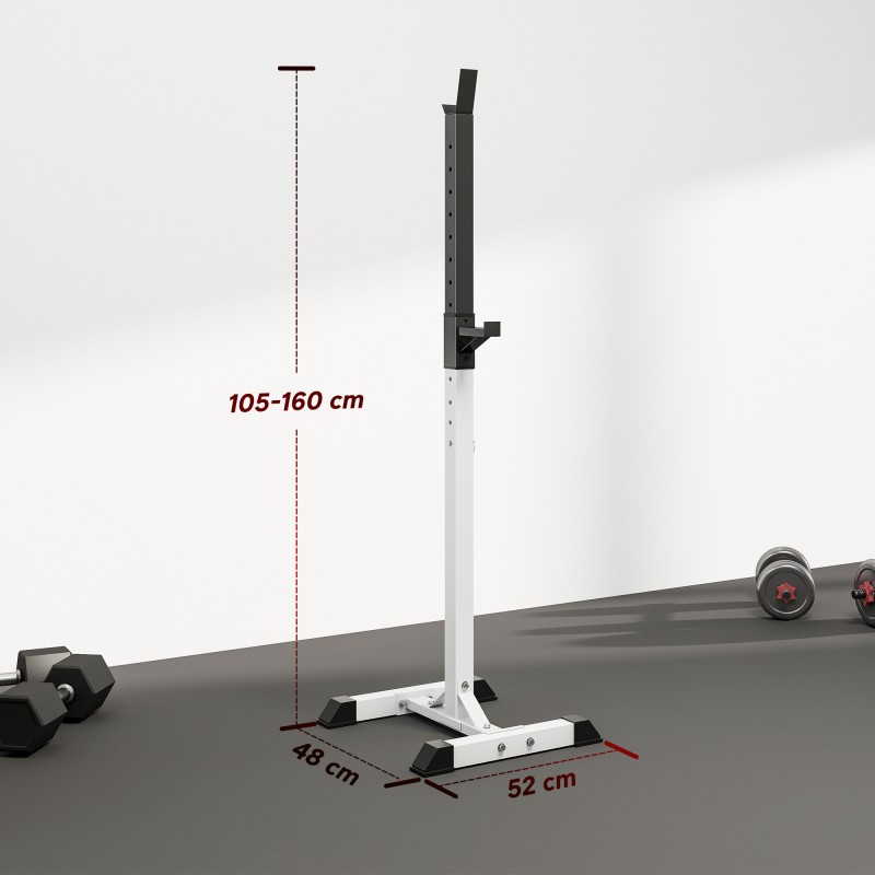 Levytankotelineet kotikäyttöön, säädettävä teräs, 2 kpl, 105–160 cm, 150 kg, valkoinen/musta
