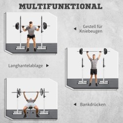 Levytankotelineet kotikäyttöön, säädettävä teräs, 2 kpl, 105–160 cm, 150 kg, valkoinen/musta